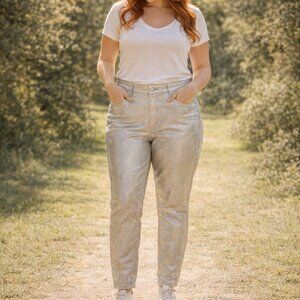 Copper Flash Women's Curvy Fit Metallic Tapered Jean Size 12